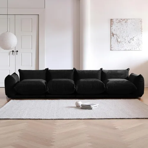 Miniatura 15 de WJShome - Sofá seccional modular, sofá de chenilla de 264 cm de lana minimalista, sofá convertible de 3 plazas, sofá de sala de estar ancho