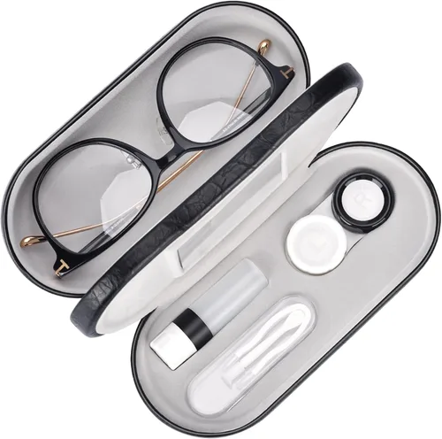 Miniatura 17 de Muf - Estuche portátil 2 en 1 para lentes y lentes de contacto, diseño de doble uso, a prueba de fugas, pinzas y botella con solución incluidas