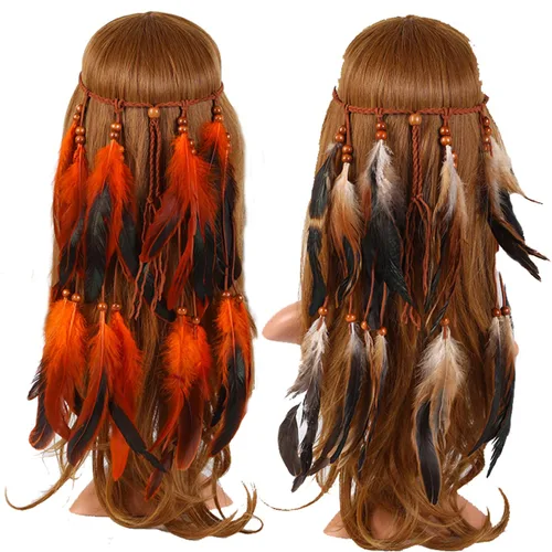 Miniatura 8 de 2 diademas bohemias de girasol, diademas de plumas bohemias, tocado indio, bandas de pelo de pavo real, diadema gitana, corona floral, girasoles