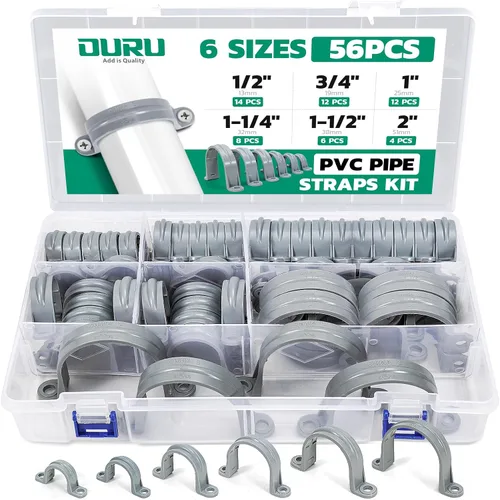 Miniatura 10 de OURU 16 correas de tubo de PVC de 1 pulgada, abrazadera de tubo de plástico de 2 agujeros, abrazadera de conducto para reforzar tuberías, conductos