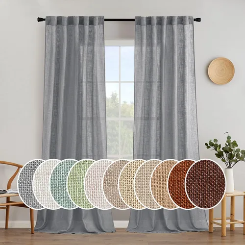 Miniatura 40 de MIULEE Cortinas de lino blanco de 108 pulgadas de largo para dormitorio, sala de estar, cortinas de ventana con textura de lino suave y grueso, Lino