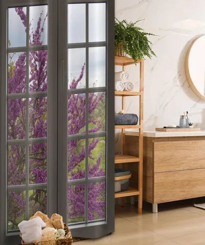 Miniatura 71 de set de cortina para baño decorativa de tela de poliéster con ganchos