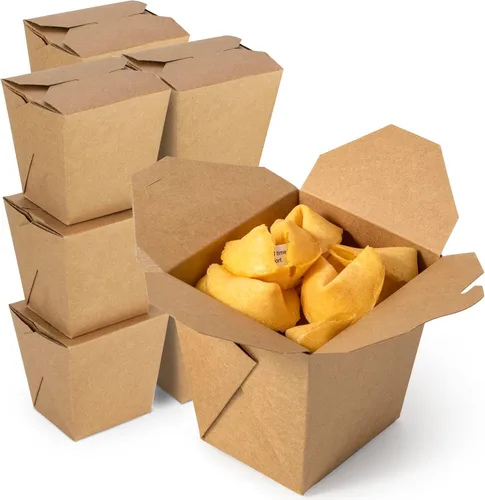Miniatura 9 de Fit Meal Prep Paquete de 50 cajas chinas para llevar de 8 onzas, 3 recipientes de cartón kraft liso de 2.5 pulgadas, resistentes a fugas y grasa