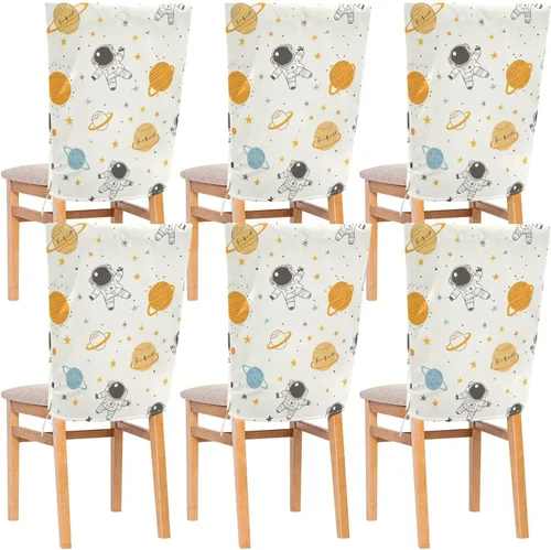 Space Astronauts Planets Decorative Dorm Desk Chair Cover for Dining Room Washable Office Chair Covers Cover para sillas de comedor Set of 6