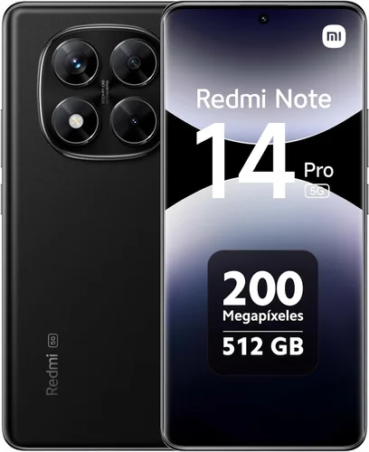 XIAOMI Redmi Note 14 Pro 5G + 4G LTE (para Tmobile Mint Tello & Global) (512 GB + 12 GB) NFC 6.67 pulgadas 120Hz 200MP Pro AI Modelo 24090RA29G Dual