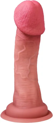 Consolador realista de 8.7 pulgadas de grosor con ventosa, pene glande grande con eje curvo, textura suave de la piel, masaje de punto G y juego
