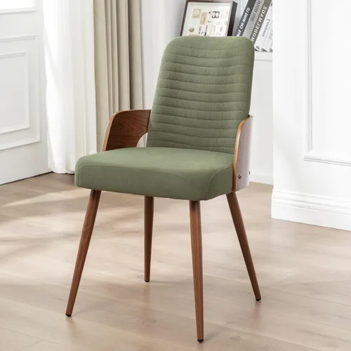 Miniatura 15 de Sillas de comedor, sillas de cocina modernas de mediados de siglo, sillas decorativas tapizadas de tela beige, patas de metal, sillas de escritorio