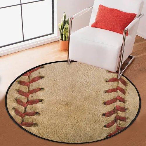 Miniatura 3 de Pardick Alfombra de béisbol de 36.2 pulgadas, alfombra retro circular redonda para niños, hombres, dormitorio, sala de estar, hogar, guardería, sala