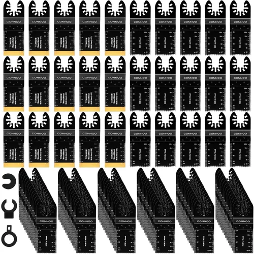 CONNOO Paquete de 120 hojas de sierra oscilantes, cuchillas oscilantes multiherramienta para madera y plástico, dientes largos japoneses, kits de