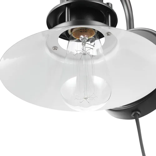 Miniatura 6 de Globe Electric Wren - Aplique de pared de 1 luz, negro mate, cable de diseño de tela trenzada negra de 6 pies, interruptor basculante