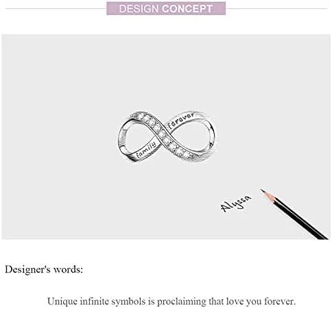 Miniatura 6 de Abalorio infinito de plata de ley 925 con colgante para pulseras Pandora, para mujer