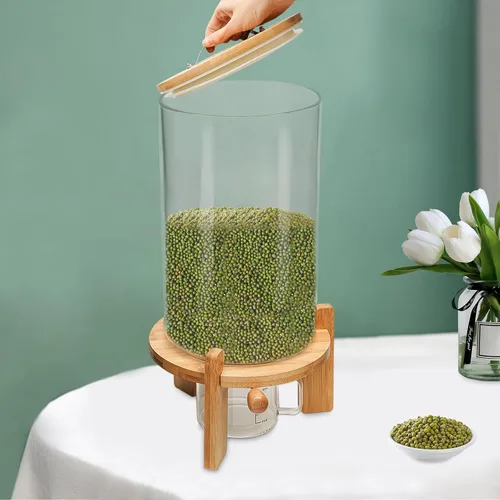 Miniatura 9 de 7.5L Cereal Contenedores Almacenamiento,Dispensador de cereales Harina Arroz Contenedor de almacenamiento Tanque de vidrio W/Lid Medición Taza Cubo