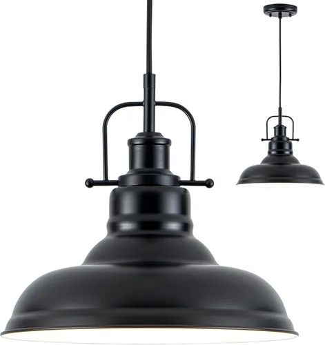 Miniatura 10 de Zlepmlla Lámpara colgante moderna de cristal, lámpara industrial de granja con cable ajustable, pantalla de vidrio semillado, luces colgantes