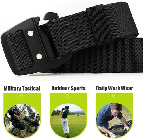 Miniatura 2 de WYuZe Mens Tactical Belt Military Elastic Stretch Duty Riggers Belt Metal Buckle