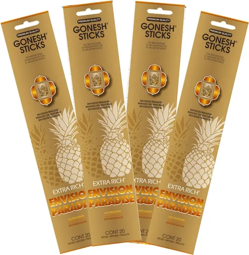 Gonesh - Varillas de incienso aromáticas extra ricas - Varillas aromáticas no tóxicas de 10 pulgadas de combustión lenta - Envision Paradise -