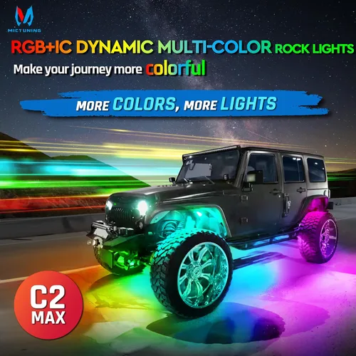 Miniatura 2 de MICTUNING C2 Max RGB+IC Chasing Color Rock Lights - 2 piezas (no incluye controlador)