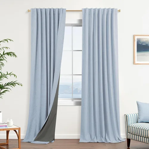 Miniatura 36 de KOUFALL - Cortinas de medio estilo francés de lino para ventana, juego de 2 cortinas cortas de 40 pulgadas de longitud, para privacidad, cortinas