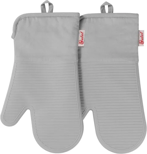 Miniatura 25 de YUTAT Silicone Oven Mitts,Heat Resistant 500F Kitchen Mitts 2PCS,Waterproof Cooking Gloves with Soft Polyester Filling for Kitchen Cooking Baking