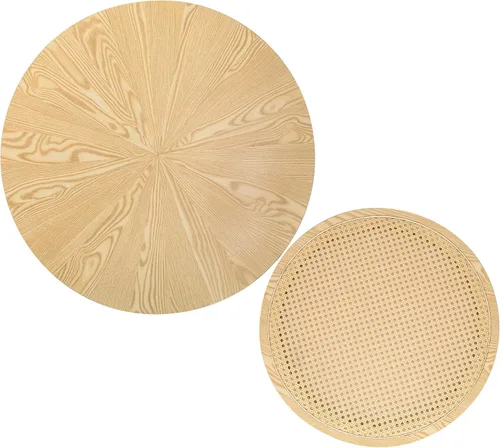 Miniatura 4 de ZYBT Mesas de centro de ratán para sala de estar, mesa de centro pequeña para espacios pequeños, mesa de centro redonda con almacenamiento, mesa