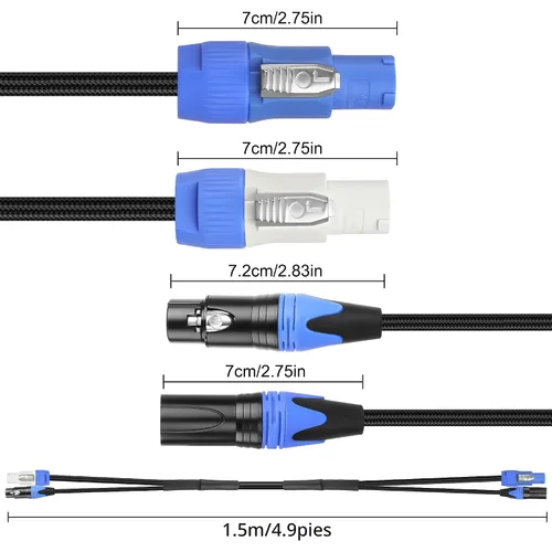 Miniatura 2 de XMSJSIY PowerCon/XLR Cable de enlace combinado de audio de 16 AWG, 3 pines, entrada de CA PowerCon a salida y cable combinado de audio XLR macho a