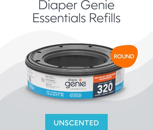 Miniatura 2 de Paquete de recarga redonda Diaper Genie Essentials de 4 Contiene hasta 1280 pañales para recién nacidos Cuenta con película continua sin perfume