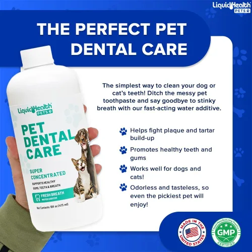 Miniatura 3 de LIQUIDHEALTH Aditivo de agua para el cuidado dental de mascotas para perros y gatos, ambientador de acción rápida para el mal aliento de mascotas