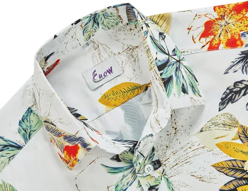 Miniatura 4 de EUOW - Camisa hawaiana estampada de manga corta para hombre, con botones, de verano, para playa