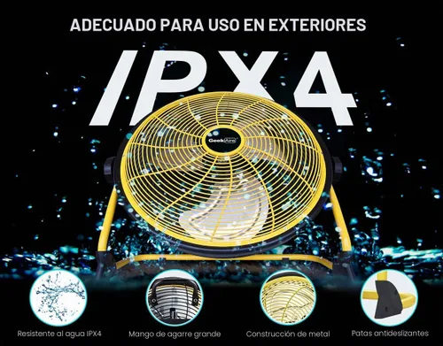 Miniatura 6 de Geek Aire Ventilador de suelo recargable de alta velocidad para acampar al aire libre, ventilador portátil de 16 pulgadas con hoja de metal