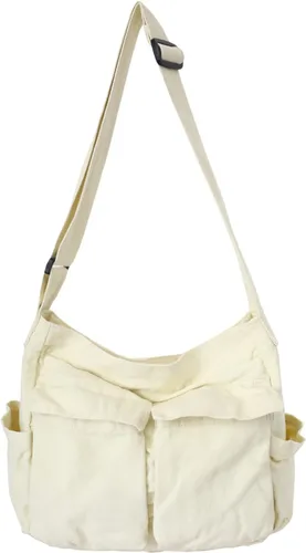 KlaOYer Bolso bandolera de lona grande tipo hobo para la escuela, bolso bandolera con bolsillo para mujeres y hombres