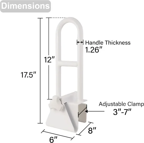 Miniatura 3 de Vaunn Soporte de seguridad ajustable para bañera, barra de agarre de ducha, manija, acero inoxidable, color blanco