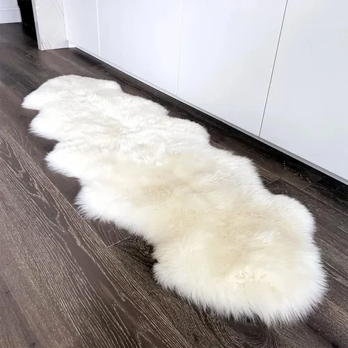Miniatura 9 de HUAHOO Alfombra de oveja auténtica de alta calidad, piel de oveja australiana, esponjosa, de lujo, natural, de piel de cordero esponjosa