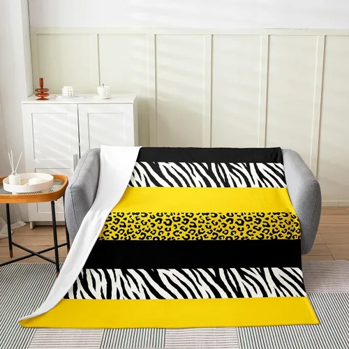 Miniatura 17 de Leopard Print Throw Blanket,40x50,African Wild Animal Skin Print Fleece Blanket for Teens Adults,Zebra Geometric Stripes Wildlife Tribal