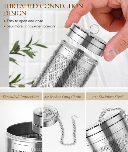Miniatura 3 de Infusores de té para té suelto, juego de colador de té de acero inoxidable 18/8, malla extra fina para té preparado, especias y condimentos Paquete