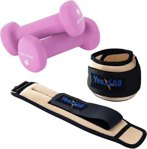 Miniatura 16 de Yes4All Par de pesas para muñeca y tobillo de 1 libra a 10 libras, correa ajustable para caminar, trotar, pilates, gimnasio, entrenamiento de D. Par