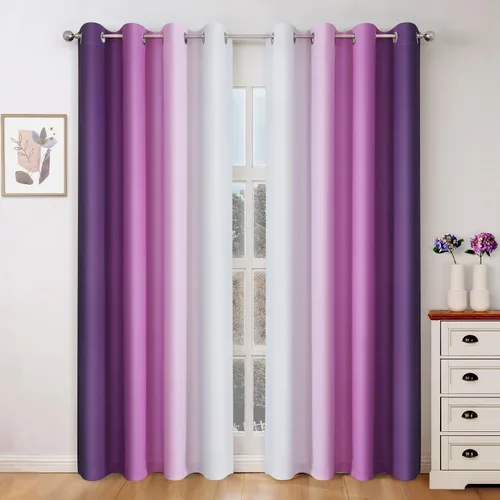Miniatura 26 de HOMEIDEAS Cortinas Blackout Negras Ombré de 52 x 63 Pulgadas de Largo Degradado Oscurecimiento de Habitación Aislamiento Térmico Ahorro de Energía
