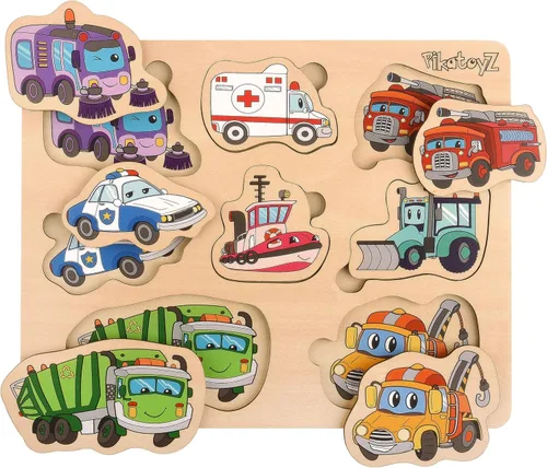 Miniatura 9 de Pikatoyz® Rompecabezas de madera para niños pequeños de 1 a 3 años - Juguetes educativos y de aprendizaje Montessori - Rompecabezas de madera