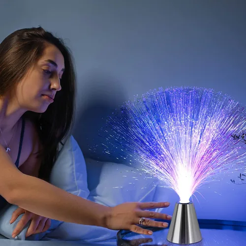 Miniatura 5 de Lámpara sensorial de fibra óptica – LED que cambia de color con base de cono – Luces de fibra óptica con batería – Luz nocturna calmante