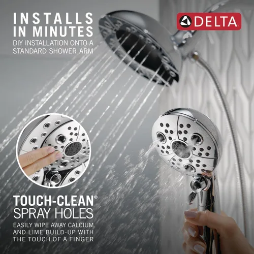 Miniatura 8 de Delta FAUCET 58480-PR25-PK Conjunto universal de componentes de ducha, Lumicoat Chrome, flujo de agua de 2.5 GPM