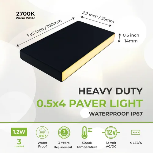 Miniatura 3 de LUMENGY Luz para Adoquines Delgada 0.5 x 4 pulgadas, iluminación de ladrillo de acero sin deslumbramiento para adoquines, paredes, entradas de 2700K