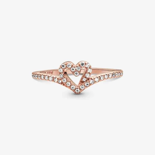 Miniatura 3 de PANDORA Jewelry - Anillo de corazón brillante para mujer chapado en oro rosa de 14 quilates con circonita cúbica talla 5 Metal precioso Zirconia