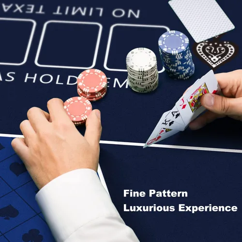 Miniatura 4 de Tapete de póquer de 94 x 47 pulgadas con bordes cosidos más fuertes, tapete de goma de póquer Texas Hold'em para 10 jugadores, cubierta de póquer