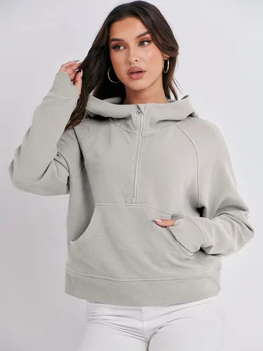 Miniatura 6 de ANRABESS Half Zip Sweatshirts Cropped Hoodies Fleece Womens Quarter Zip Up Pullover Sweaters Fall Outfits 2023 Winter Clothes