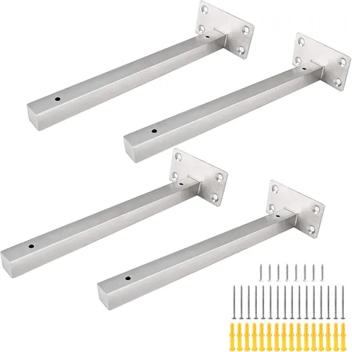 Miniatura 9 de Luomorgo 4 soportes de estante flotantes de 3 pulgadas, soporte de estante negro resistente, soporte de estante ciego oculto, soportes de estante