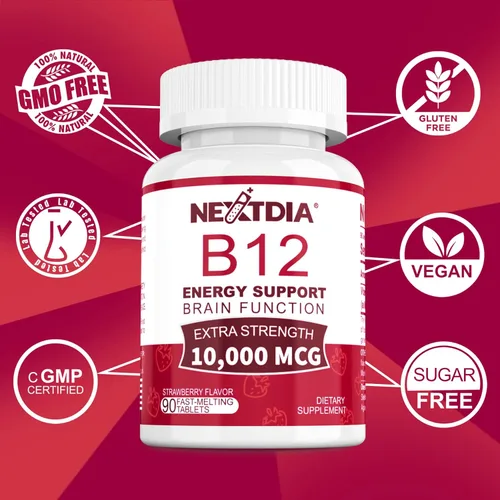 Miniatura 8 de Vitaminas B12 de 10,000 mcg, sublingual de vitamina B12 metilada, aumento de energía, enfoque, metabolismo y apoyo a la salud cerebral, apoyo al