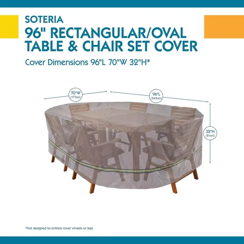 Miniatura 8 de DUCKCOVERS Soteria - Mesa de patio rectangular u ovalada impermeable de 109 pulgadas con funda para sillas, mesa al aire libre y funda para silla