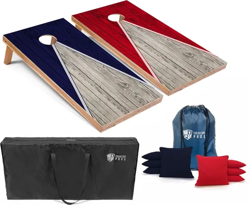 Miniatura 48 de Tailgating Pros Juego de tablero de Cornhole ligero con diseño piramidal con bolsas de frijoles y estuche de transporte, juego de cornhole
