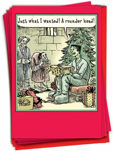 Miniatura 8 de NobleWorks - Caja de 12 tarjetas de Navidad de dibujos animados divertidas - Paquete a granel de vacaciones para Navidad, juego de tarjetas de humor
