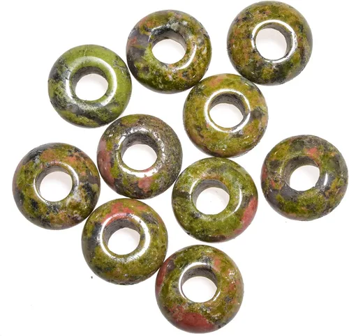 Miniatura 10 de Cuentas de piedra natural de agujero grande (0.23 a 0.236 pulgadas) pulidas Rondelle cuentas de piedras preciosas europeas para pulseras de dijes
