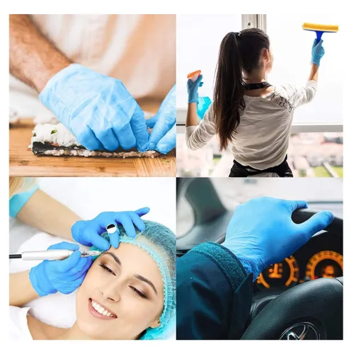 Miniatura 6 de Jointown Guantes básicos de examen de vinilo, guantes de seguridad, sin látex y sin polvo, guantes médicos desechables Synmax, BMPF3002 medianos