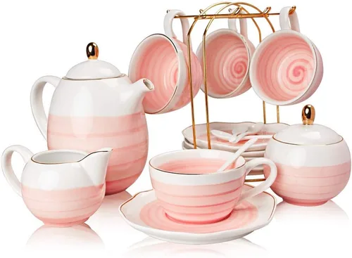 Miniatura 2 de SWEEJAR Juego de té de porcelana y cucharas de café expreso de acero inoxidable 18/10
